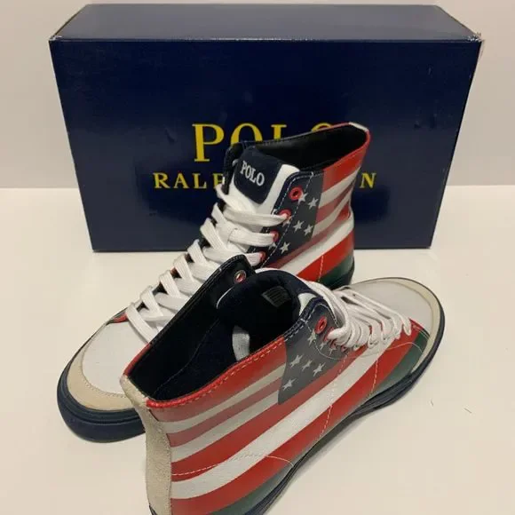 Polo Ralph Lauren Men's Solomon Flag-Print Sneakers Multicolor - Picture 9 of 9